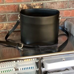 Black Leather Bucket Bag